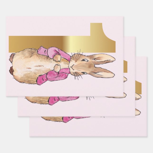 First birthday Classic rabbit  Wrapping Paper Sheet (Set)