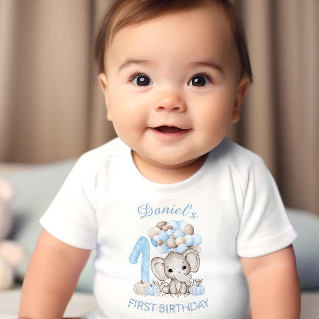 First Birthday Cute Elephant Fall Boy Baby T-Shirt (First Birthday Cute Elephant Fall Boy Baby T-Shirt)