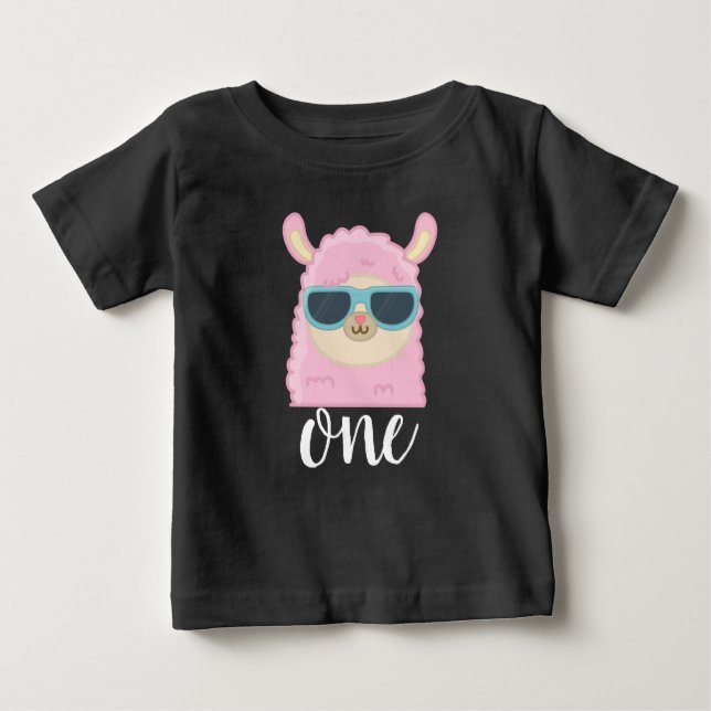 First Birthday Cute Llama Face 1st Birthday  Baby T-Shirt (Front)