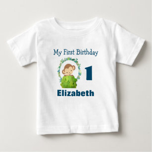 First Birthday Cute Safari Monkey Baby T-Shirt