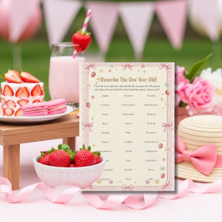 First Birthday Describe One year old bows game   Holiday Card