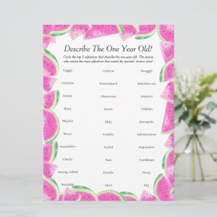 First Birthday Describe One year old melon game  Holiday Card