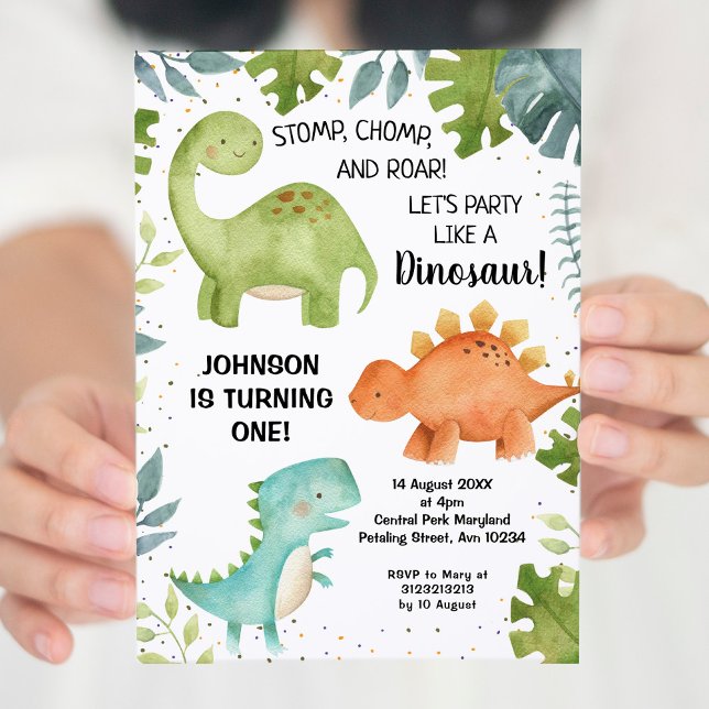 First birthday Dinosaur Birthday Invitation (Creator Uploaded)