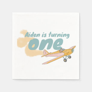 First Birthday, dog lover, plane lover Napkin