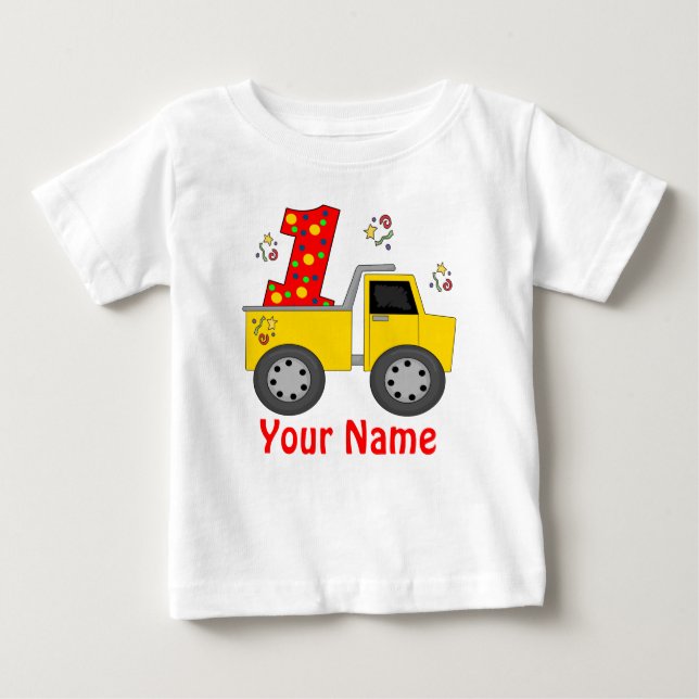 First Birthday Dump Truck Personalised Shirt (Front)