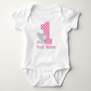 First Birthday Elephant Pink Personalised Shirt