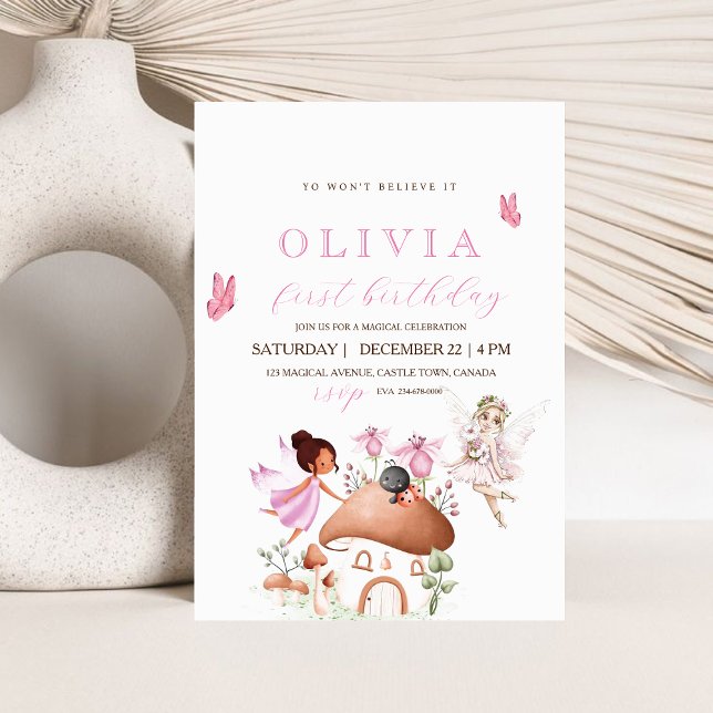 First Birthday Fairy Party Garden Pixie Girls   Invitation (Creator Uploaded)