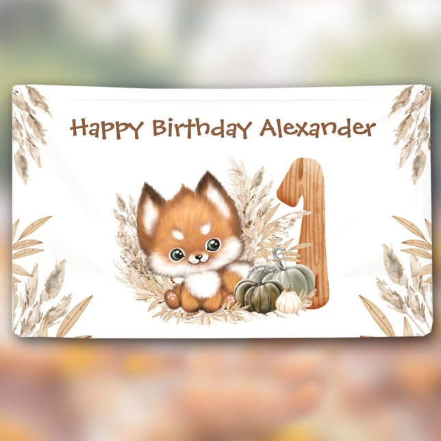 First Birthday Fall Little Fox Boy Banner (First Birthday Fall Little Fox Boy Banner)