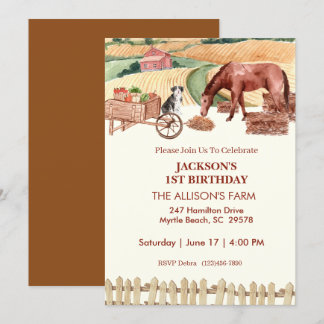 First Birthday Farm Barn Animals Invitations