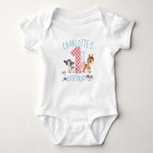 First Birthday Farm Barnyard Animal Baby Bodysuit