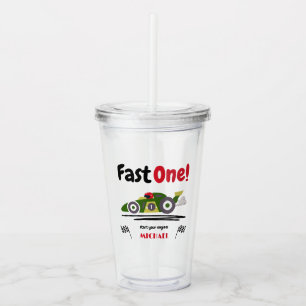 First Birthday Fast One Green Vintage Race Car Acrylic Tumbler