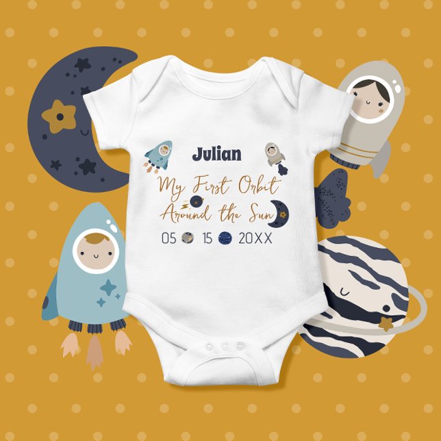 First Birthday, First orbit around the sun!T-Shirt Baby Bodysuit (Creator Uploaded)