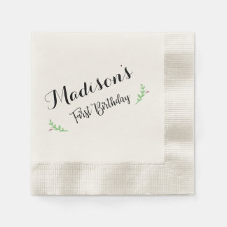 First Birthday Floral Napkin