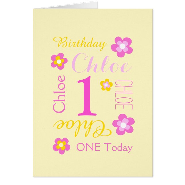 First birthday flower custom graphic yellow pink (Front)