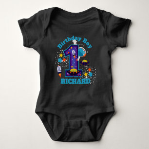 First birthday Galaxy   Space   custom design Baby Bodysuit