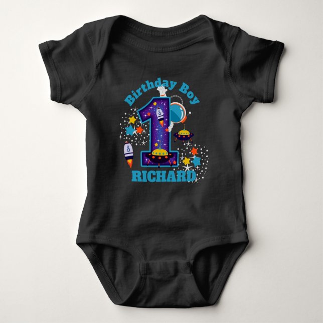First birthday Galaxy | Space | custom design Baby Bodysuit (Front)