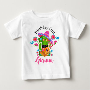 First Birthday Girl Fiesta   Mexico Party    Baby T-Shirt