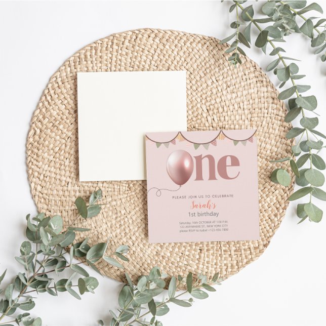 First Birthday Girl Invitation Card (First Birthday Girl Invitation)