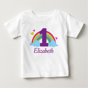 First Birthday Girls Rainbow Personalised T-shirt