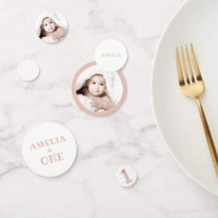 First Birthday Girly Baby Girl Photo Birthday Confetti