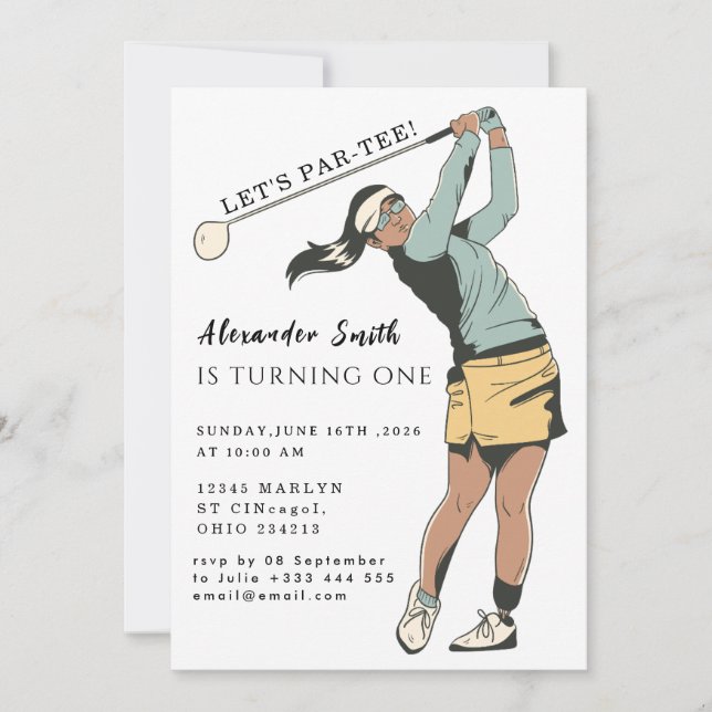 First Birthday Golf Party Invitation (Front)