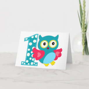 First Birthday Happy Owl Card