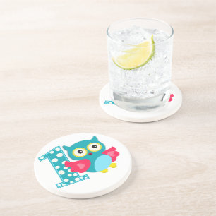 First Birthday Happy Owl Coaster