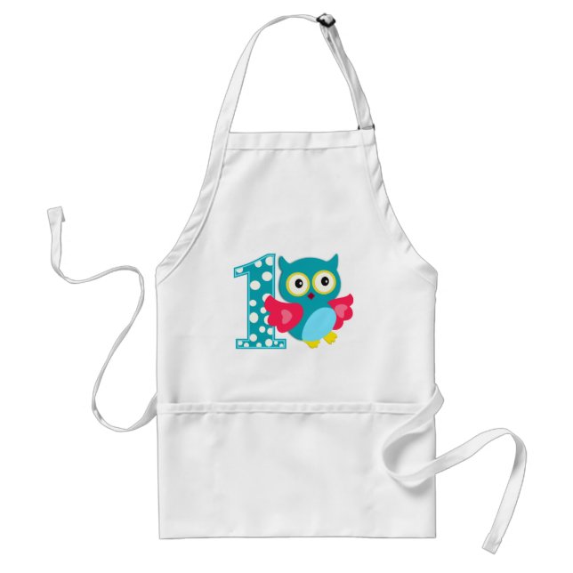 First Birthday Happy Owl Standard Apron (Front)
