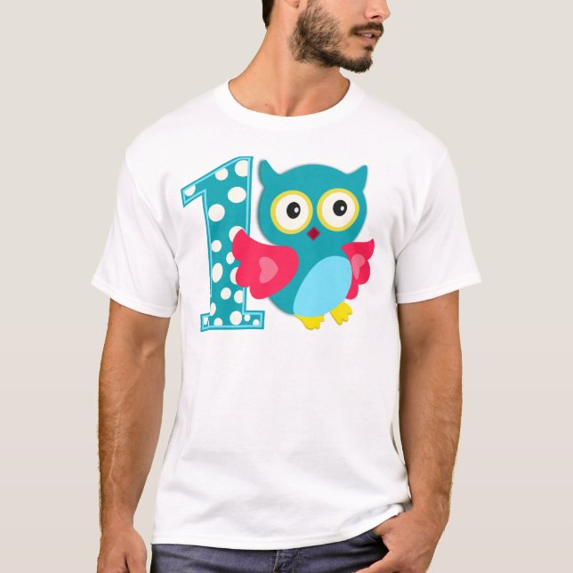 First Birthday Happy Owl T-Shirt (Front)