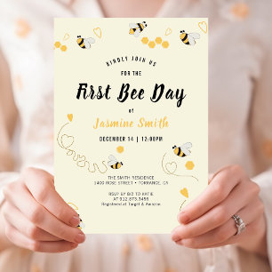 First Birthday Honey Bumblebee Gender Neutral Invitation