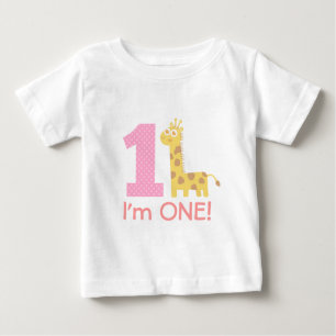 First Birthday, I'm One, Cute Giraffe Baby T-Shirt