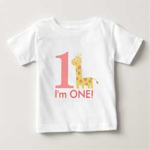First Birthday, I'm One, Cute Giraffe Baby T-Shirt
