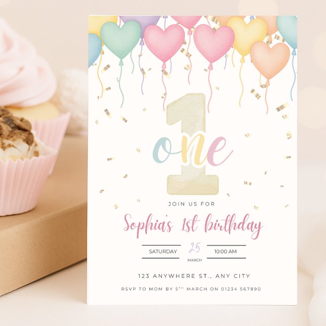 First Birthday Invitation - Pastel 5x7 (Creator Uploaded)