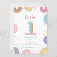 First Birthday invitation, sweet doughnut invitati