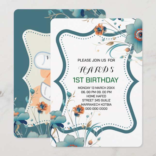 First Birthday Invitations Fairy, ,Digital Invitat (Front/Back)