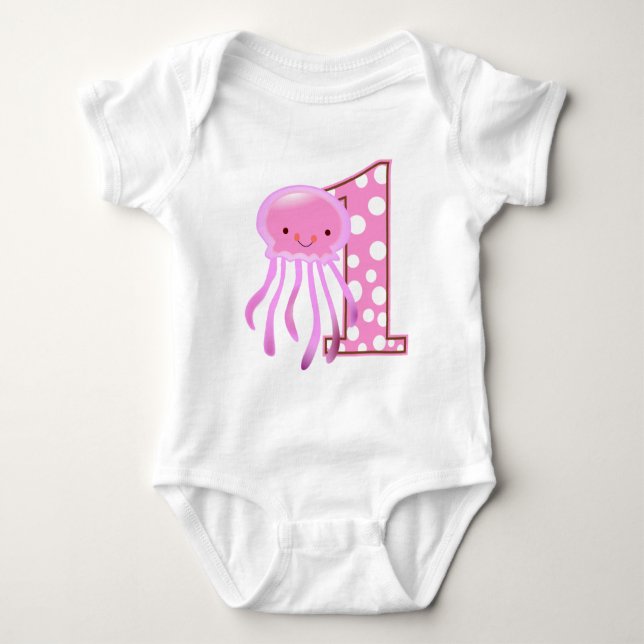 First Birthday Jellyfish Baby Bodysuit (Front)