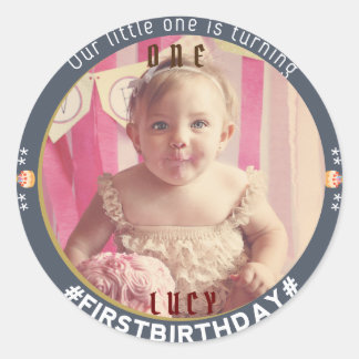 First Birthday Joy: Classic Round Sticker