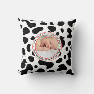 first birthday little girl photo cushion