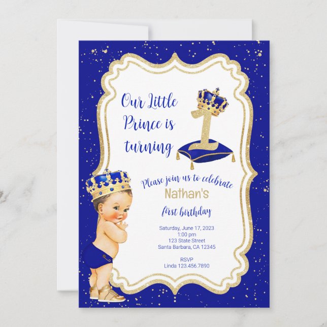 First Birthday Little Prince Invitation (Front)