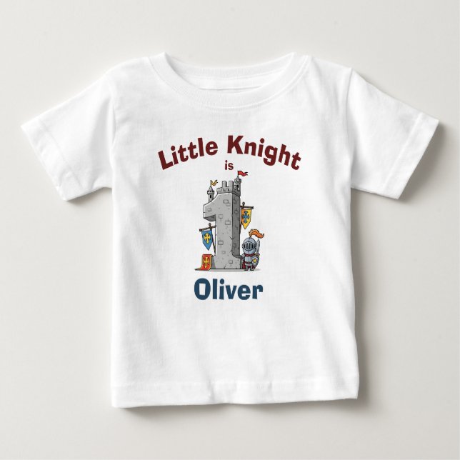 First Birthday Medieval Castle & Knight  Baby T-Shirt (Front)