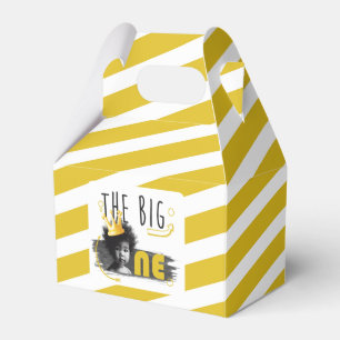 First Birthday Modern Photo Black White Yellow Favour Box