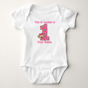 First birthday monkey personalised t-shirt baby bodysuit