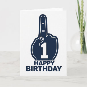 First Birthday Navy Hand Card