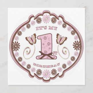 First Birthday Neapolitan Butterfly Invitation