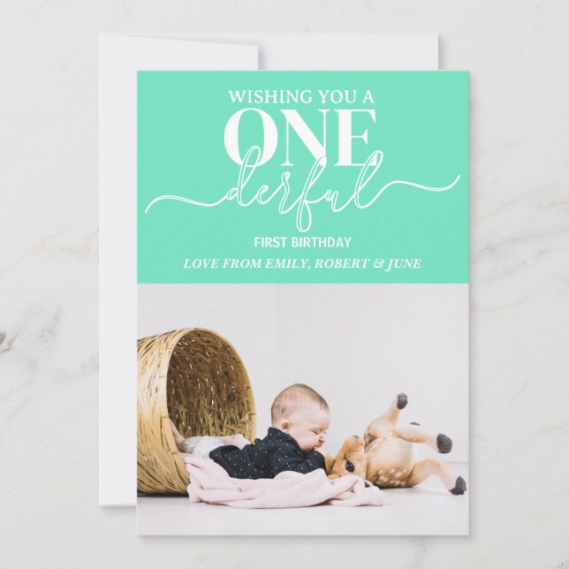 First birthday Onderful typography card (Front)