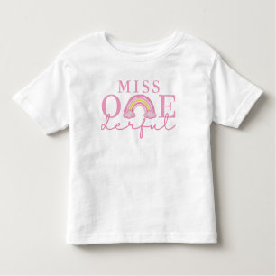 First Birthday One-derful Pink Rainbow Toddler T-Shirt