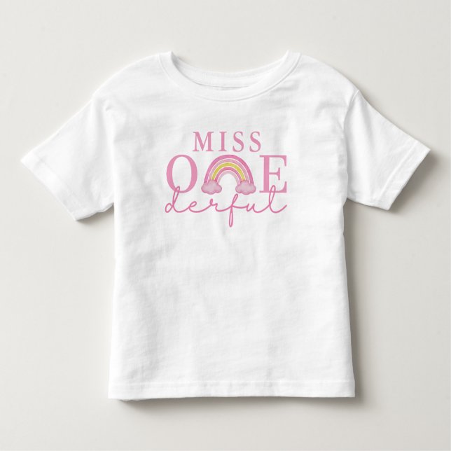 First Birthday One-derful Pink Rainbow  Toddler T-Shirt (Front)