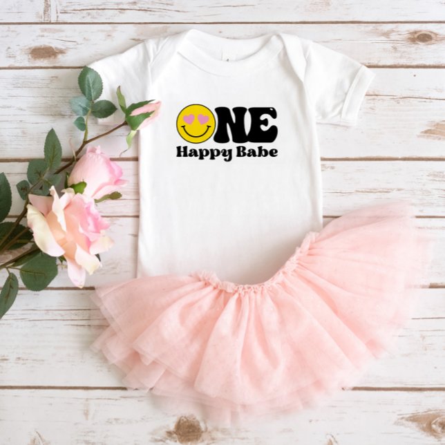 First Birthday One Happy Babe T-Shirt Baby Bodysuit (Creator Uploaded)