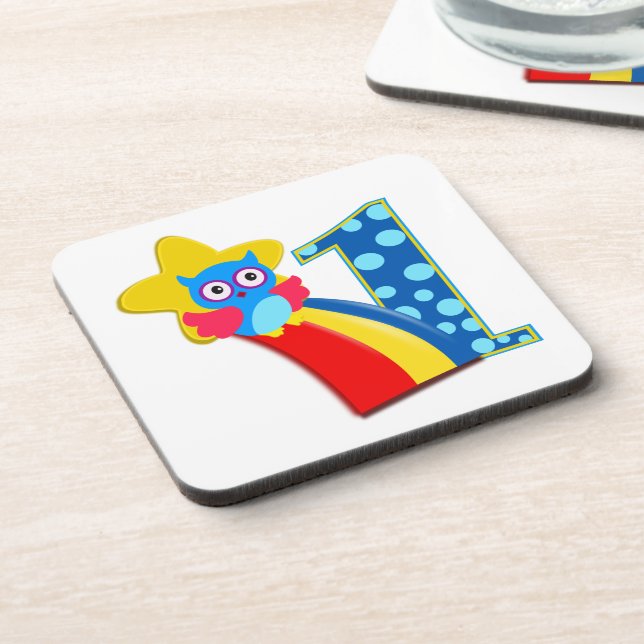First Birthday Owl Coaster (Left Side)