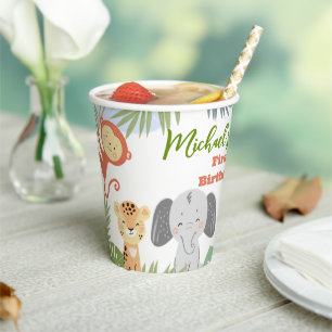 First birthday Paper cup with cute animals.
